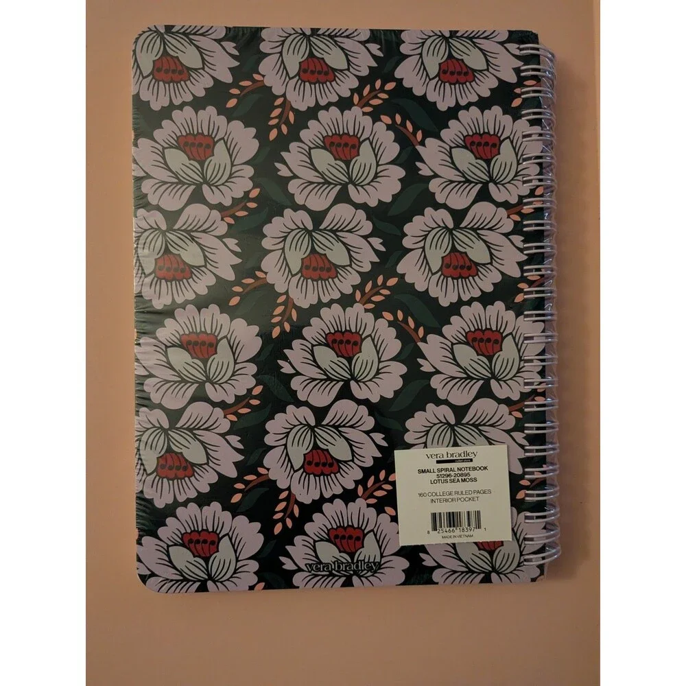 Vera Bradley Small Spiral Notebook Lotus Sea Moss Ruled Journal New